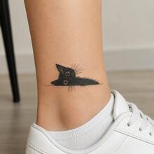 1pc Waterproof Anti-Rub PVC Realistic Kitten Tattoo Sticker, Suitable For Daily Wear - Grey - View 6