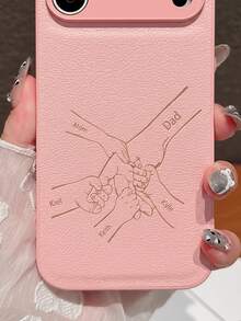 個性化客製化縮寫 PU 皮革手機殼，適用於 iPhone 17 16 15 14 13 Pro Max 系列，雷雕設計，相機鏡頭保護，全機防摔保護，客製化設計，生日與節日禮物的完美選擇 - 粉色 - 查看 6
