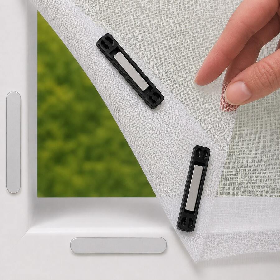 1 Set verstellbare Größe hoch atmungsaktives bohrfreies magnetisches Fliegengitter, selbstklebend einfach zu installieren insektenfestes Design