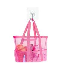 1pc Large Capacity Mesh Design Beach Bag, Suitable For Swimming Pool And Travel. Multi-Pocket Design For Easy Organization. Essential Beach Bag For Family Vacation - Multicolor - View 6