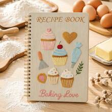 1 pieza Cuaderno de recetas, Libro de cocina en blanco con portada bordada de cupcake y herramientas de repostería, Regalo perfecto para amantes de la repostería, panaderos caseros y chefs de pastelería, También excelente para regalos de inauguración de casa y regalos festivos, Útiles escolares para el regreso a clases - A - Ver 3