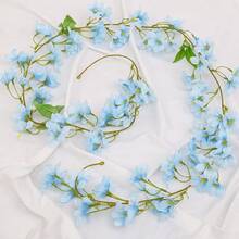 1pc Light Blue Artificial Chrysanthemum Vine, Soft Synthetic Spring Floral Garland With Delicate Petals, Suitable For Wedding Party Home Living Room Wall Balcony Railing Dining Table Decoration - Multicolor - View 11