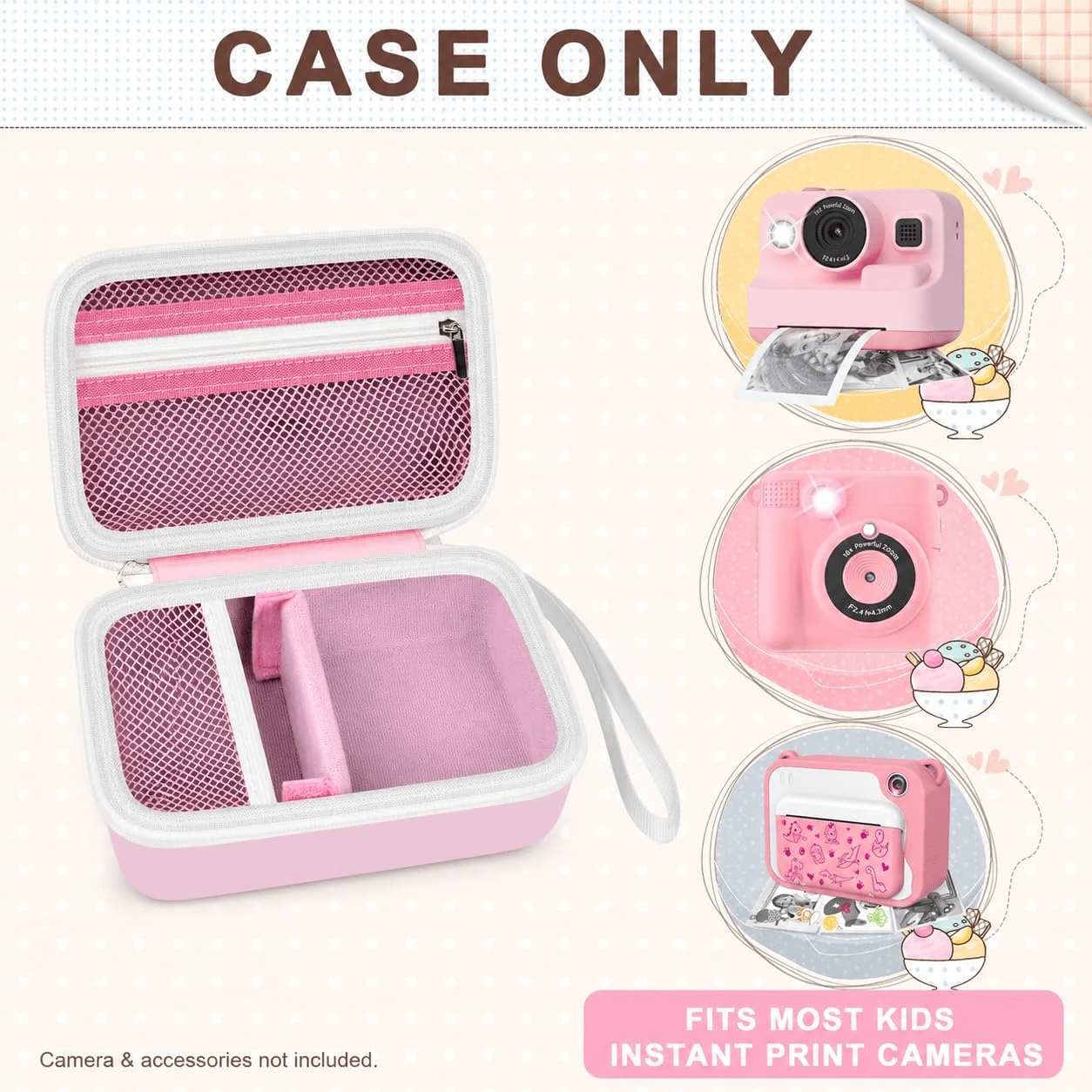Funda protectora para cámara de impresión instantánea, compatible con DYLANTO para ESOXOFFORE para ETIKEZ para YTETCN para DUDUDRAGON cámara digital, organizador de almacenamiento portátil con bolsillo para accesorios - Ver 1