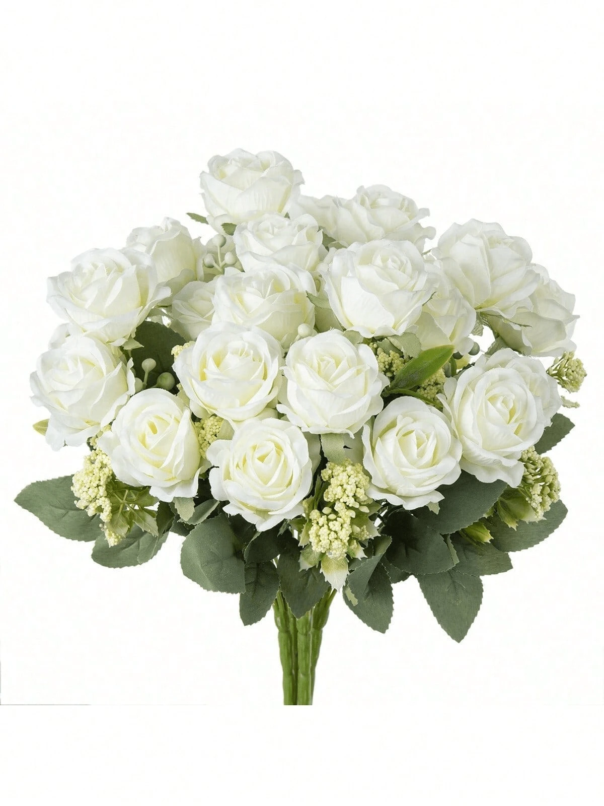 1/3pcs Artificial Silk Rose Bouquet, Faux Foam Fruit, Spring/Autumn Decoration, Valentine's Day Bridal Bouquet, Wedding Vase Decoration, Suitable For Home, Room, Restaurant, Bedroom, Bathroom, Kitchen Decor - White - View 1