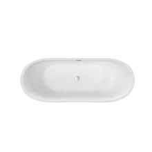 59'' Acrylic Freestanding Bathtub With Unique Diamond Pattern Design: Spacious Oval Shape,  Gloss White Finish,  Overflow And -Up Drain CUPC Certificate-XY579964 - Multicolor - View 11