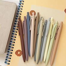 6/12pcs Earth Tone Ballpoint Pens, Suitable For Note-Taking, Black Ink Retractable Tip, 0.5mm Fine Point, Cute Stationery, Smooth Writing, Aesthetic Style - Multicolor - View 3