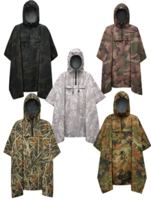 1/2件裝迷彩三合一戶外披風，休閒防水布料抽繩連帽斗篷，防雨遮陽墊防水外套，適合四季戶外活動、露營旅行雨衣，週年禮物 - 雨披 - 查看 10