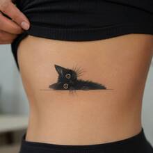1pc Waterproof Anti-Rub PVC Realistic Kitten Tattoo Sticker, Suitable For Daily Wear - Grey - View 3