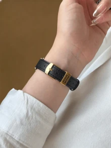 18mm 20mm 22mm Premium Microfiber Leather Watch Band, Adjustable Length, Compatible With Samsung Galaxy, Watches - Durable, Soft, Breathable - Black - View 3