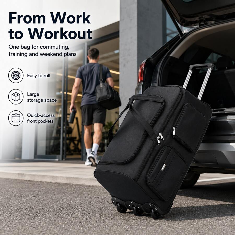 Minimalist Rolling Travel Bag, Large Capacity Waterproof Nylon Detachable Bag, Suitable For Work Commute And Outdoor Exercise, Random Color And Style - Multicolor - View 1