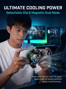 REMAX Semiconductor-Based Ice-Cooling, Three-Level Adjustable Temperature Control, Digital Temperature Display, Magnetic/Back Clip Dual Modes-RT-F13 Mobile Phone Cooler, Made Of Aluminum Alloy And Ceramic, With Type-C Power Supply. - Multicolor - View 5