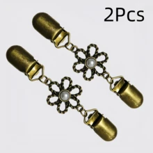 2/3/4Pcs New Vintage Pearl Sweater Clips, Classic Women's Floral Shawl Cardigan Scarf Clips, Waist Fixing Buckle - Multicolor - View 18