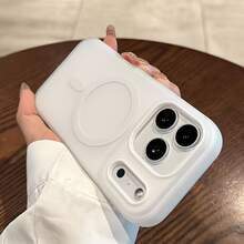 啞光淺白色極簡磁吸手機殼，相容 iPhone 17/17Air/17pro/17promax/16/16E/16PRO/16PROMAX/16PLUS 15 14 13 12 11 Pro Max，支援無線充電，柔軟矽膠背蓋 - 白色 - 查看 5