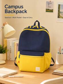 Women's Multi-Pocket Nylon Backpack, Designed For College Students; Can Hold Laptop And Books; Portable Design; Features Dedicated Laptop Compartment. - Multicolor - View 6