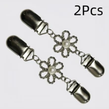 2/3/4Pcs New Vintage Pearl Sweater Clips, Classic Women's Floral Shawl Cardigan Scarf Clips, Waist Fixing Buckle - Multicolor - View 23