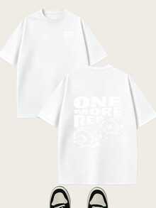 Camiseta de hombre con diseño de contraste en blanco y negro - "ONE MORE REP" con un estampado de gran impacto visual, combinado con un patrón de barra de pesas de estilo retro. - Negro - Ver 11