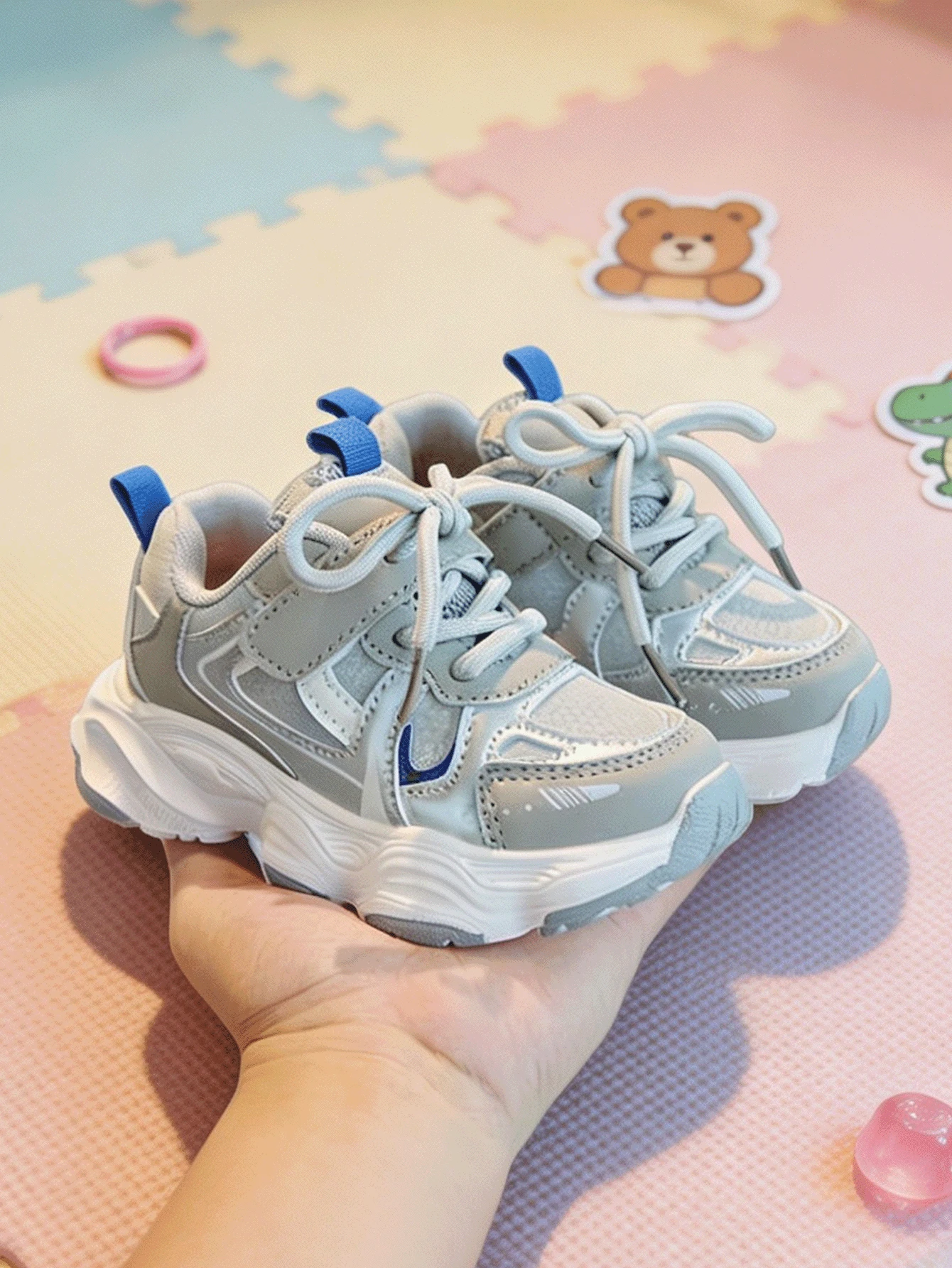 Kids Fashion Dad Style Sneakers With Durable Sole - Grey - View 1