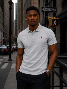 Men's Knight Print Casual Versatile Daily Wear Short Sleeve T-Shirt - Grey - View 1