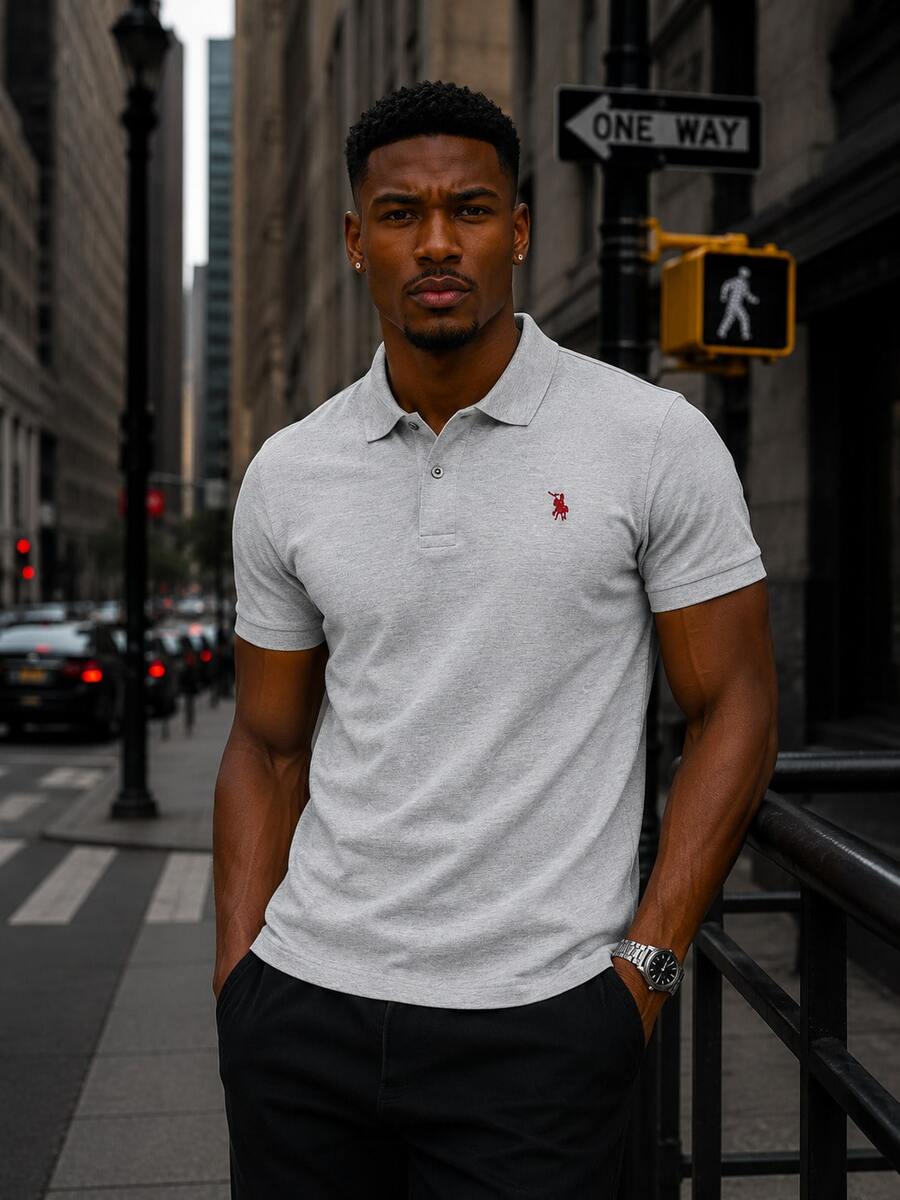 Men's Knight Print Casual Versatile Daily Wear Short Sleeve T-Shirt - Grey - View 1