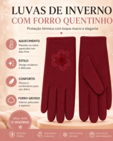 Luvas Suedes Termica Proteção Contra Frio  Toque Suave F-68 - Vinho - Visão 1
