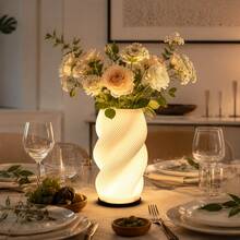 USB Powered Fashionable Creative Vase Lamp, 3 Styles Available, Can Hold Fresh Flowers/Plants, Dimmable, 3-Color Adjustable, Soft Layered Lampshade, Suitable For Home, Bedroom, Living Room, Cafe, Etc. - Fashion - View 4