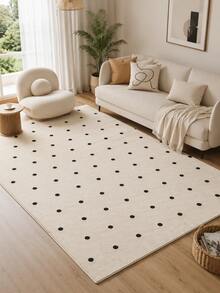 1pc Classic Black And White Polka Dot Pattern Decorative Rug, Suitable For Party Decor, Enhances Home Style, Essential Decoration For Adding Holiday Charm, Applicable To Bedroom, Living Room, Dining Room, Bathroom And Entryway, Plush Rug, Thickened Rug, Thick Rug, Furry Rug, Autumn/Winter Rug, Thickened Rug, Living Room Rug, Rug, Living Room Area Rug, Area Small Rug, Mat, Home Decor - Multicolor - View 2