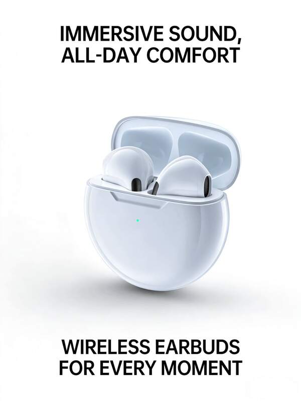Earphones. Wireless Bluetooth Earbuds, Design Style Similar To . Equipped With A Fast Charging Case, Providing Clear Call Quality, Powerful Bass And Crisp Treble. Features Long Battery Life, Ergonomic Design And Lightweight Construction For Easy Portability. Built-In Microphone. Compatible With Bluetooth-Enabled Devices, Such As IOS Phones, Android Phones And Computers.