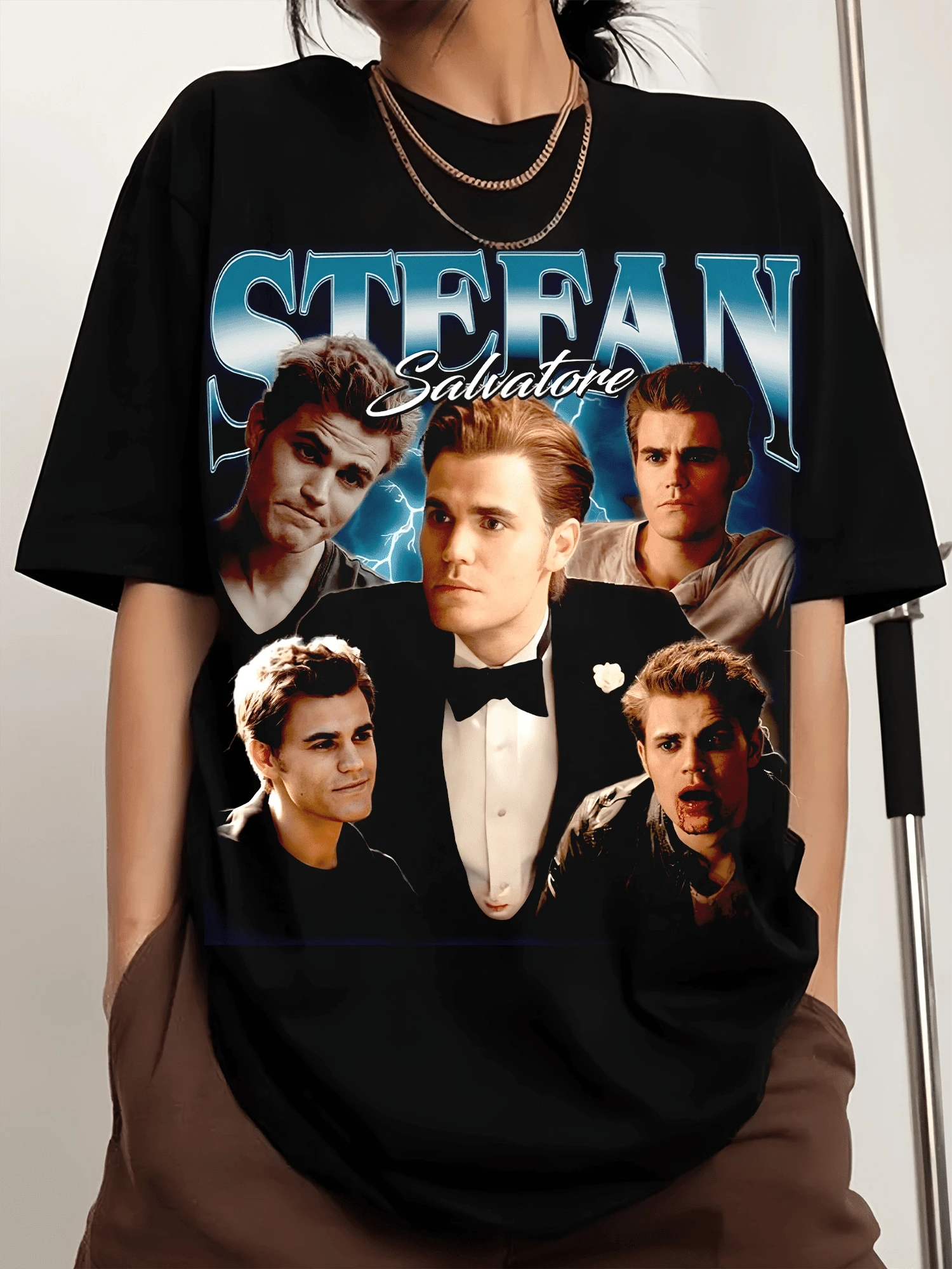 T-Shirt Unisexe Stefan Salvatore Pour Hommes Et Femmes, Motif Vampire Rétro - 樣式1 - 查看 1