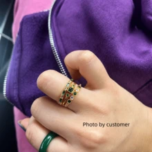 1 Set de 3 Anillos Geométricos Minimalistas de Circonita, Regalo para Uso Diario y Fiestas de Mujeres - Multicolor - Ver 7