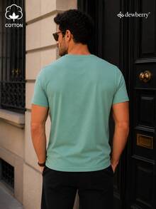 T8568 DEWBERRY Men V NECK T-SHIRT - Green - View 3