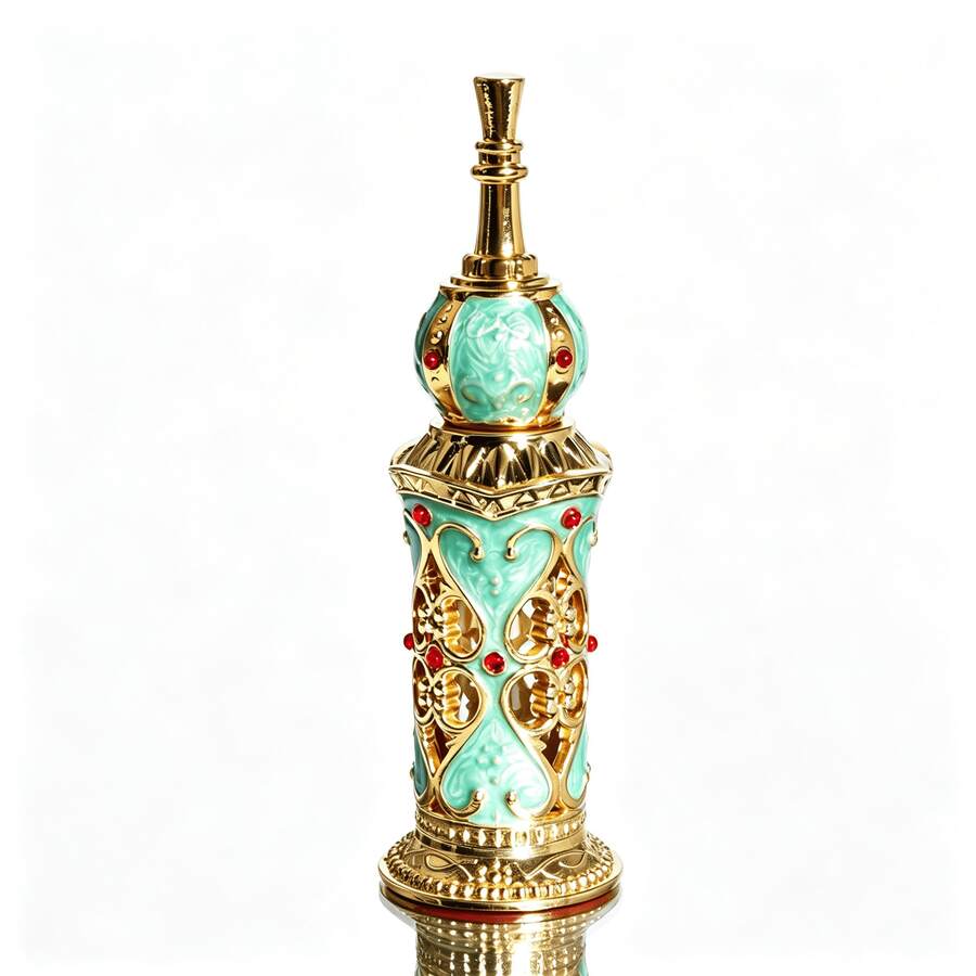 Vintage Perfume Bottle: Green Castle Empty Perfume Bottle - Fragrance Containers For Essential Oils And Liquids - 1PC - View 1