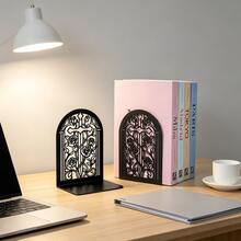 European Style Church Arch Rose Hollow Metal Book Stand Set, Retro Iron L-Shaped Book Blocking Board, Suitable For Literary Readers, Students, And Study Storage Enthusiasts. Desktop Books Are Fixed For Storage, Decorative Ornaments, And Gifts. - B355 - View 3