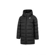 Nike Comfortable Casual Versatile Logo Print Stand Collar Hooded Down Jacket For Women - Black - View 6