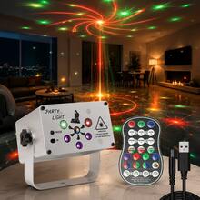 ضوء ليزر بتحكم صوتي USB، عرض ضوئي KTV ب- 6 ثقوب، ضوء مسرح، ضوء أجواء، ضوء إعلاني، مع جهاز تحكم عن بعد، مناسب لديكور الحفلات، الزفاف، هدية عيد الميلاد، عيد الميلاد، عيد الهالوين، الإضاءة التجارية، نادي الكاريوكي - ضوء متعدد الألوان - مشاهدة 5