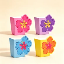 10/40/80個 4色扶桑花派對紙製爆米花盒，底部2.8x2英吋，高4.7英吋，頂部2x4英吋，藍粉黃紫夏威夷主題紙盒，適用熱帶派對夏季Tiki Luau零食，夏威夷生日用品，男女通用 - 多色 - 查看 3