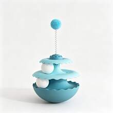 Multi-Color Pet Self-Entertainment Toy, Non-Slip Rolling Base Cat Ball Teaser Wand, Wave-Shaped Cat Rolling Toy, 3-Layer Rotating Ball With Spring Plush Ball - View 8