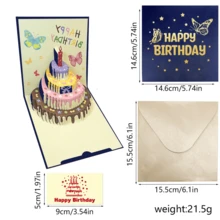 2026新款3D生日祝福卡，送給朋友的完美禮物，3D彩色生日祝福卡，蛋糕與蠟燭設計極簡生日卡，創意高級可折疊生日派對禮物，My Order Delivered，畢業裝飾，禮物，18歲生日派對用品，感謝老師禮物，最佳老師禮物 - 白色 - 查看 26