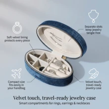 1pc Portable Travel Jewelry Storage Box, Velvet Jewelry Box, Portable Earring Storage Box, Jewelry Storage Accessories/Container, Suitable For Rings, Earrings And Other Small Jewelry, Holiday Gift, Birthday Gift, Travel Use. - Multicolor - View 3