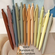 6/12pcs Earth Tone Ballpoint Pens, Suitable For Note-Taking, Black Ink Retractable Tip, 0.5mm Fine Point, Cute Stationery, Smooth Writing, Aesthetic Style - Multicolor - View 8