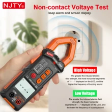 NJTY Digital Clamp Meter 4000 Counts Multimeter Sejati, Penguji Arus Tegangan, Deteksi NCV, Pengujian Kontinuitas Resistansi Kapasitansi Dioda, Alat Pengukur Suhu Frekuensi Siklus Kerja, Dengan Lampu Latar dan Senter - MultiWarna - View 3