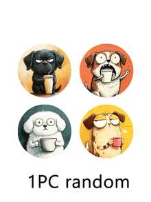 1/4pcs Cute Big Eye Dog Print Wooden Coasters, Fun Puppy Coffee Art Drink Coaster Set, Heat-Resistant Coffee Table Coasters, Home Decor, Kitchen Bar, Party Table Protection, Non-Slip Beverage Coasters, Perfect Housewarming Gift For Dog Lovers - Multicolor - View 10