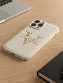 Personalized Custom Initial Name 3D Large Letter Phone Case, Compatible With IPhone 18 17 16 15 14 13 12 11 Pro Max XR XS MAX 7 8 Plus, Luxury INS Korean Style Laser Engraved Soft Faux Leather Shockproof DIY Engraved Gift Case, Compatible With Samsung Galaxy S25 S24 S23 S22 S21 Ultra Plus S23 S21 S20 FE A55 A54 A53 A52 A35 A34 A33 A32 A23 A15 A14 A13 A12 5G 4G - White - View 5