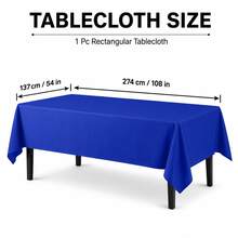Taplak Meja Plastik Sekali Pakai Warna Biru Tua Polos (1/3/6/12 Pack) - Ukuran 54 Inci x 108 Inci - Untuk Pesta dan Piknik, Cocok untuk Pernikahan, Natal, Thanksgiving, Halloween - Royal Blue - View 2