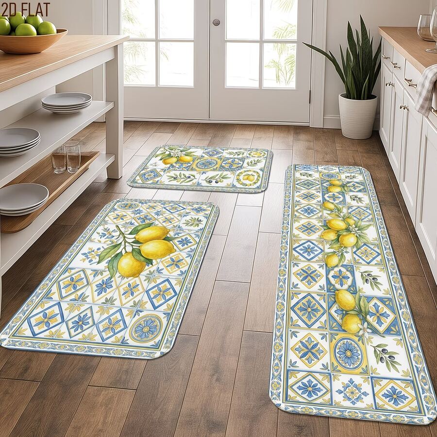 1pc Lemon Print Rug, Summer Fresh Style, Decorative Rug, Bedroom Decor, Small Rug, Rug, Home Decor, Living Room Rug, Living Room Small Rug, Bedroom Rug, Living Room Home Decor, Outdoor Rug, Washable Rug - Multicolor 5 - View 1