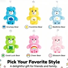 Care Bears 22cm Plush Suction Cup Pendant, Cute Rainbow Bear Plush Doll Keychain, Bag Car Backpack Decoration, Children's Birthday Gift - Multicolor - View 3