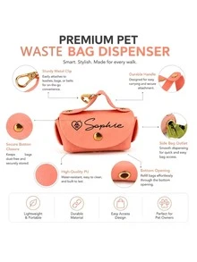 Custom Portable Pet Waste Storage Bag With Name, Dog Poop Bags With Dispenser & Storage Pouch, Trash Bag Organizer, Dog Waste Bag, Cat And Dog Universal Waste Bag Dispenser, Outdoor Use Dog Walking Waste Bag, Pet Trash Bag Pet Cleaning Supplies - Multicolor - View 6