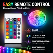 3535 RGB LED 燈條，附 24 鍵紅外線遙控器，16 色可調光，3 顆 AA 電池供電，適用於電視背光、鏡子、櫥櫃、廚房、婚禮、派對與居家裝飾（不含電池） - 3535RGB-24K - 查看 2