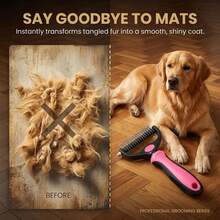 Double-Sided Bristle Pet Grooming Brush, Long Hair Dog & Cat Deshedding Comb, Easily Remove Hair Knots, Tangles And Loose Fur, Non-Slip Handle Large Pet Shedding Cleaning Tool - Multicolor - View 7
