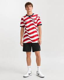 Nike 2026 USA National Team Home Fan Edition Dri-FIT Crew Neck Striped Quick-Dry Short-Sleeve Soccer Jersey For Men - 紅色 - 查看 7