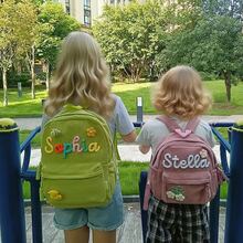 MerexSync 1 buah Ransel Anak yang Dipersonalisasi, Ransel dengan Nama yang Dapat Disesuaikan, Patch Motif Bunga, Hadiah Kembali ke Sekolah, Hadiah Ulang Tahun, Hadiah Anak-anak, Hadiah Kembali ke Sekolah, Ransel TK, Unisex, Ransel yang Dipersonalisasi, Tas Penyimpanan Alat Tulis, Ransel Kartun, Hadiah Natal - MultiWarna - View 4